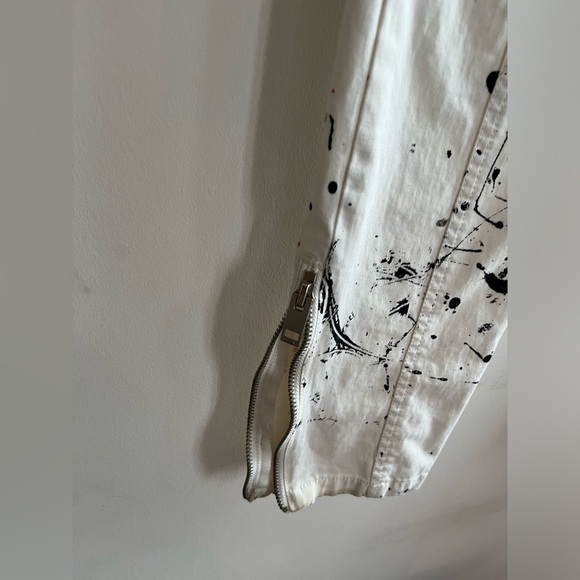 Diesel Women’s Paint Splatter Slim Fit White Pants Size 27 - Picture 2 of 12